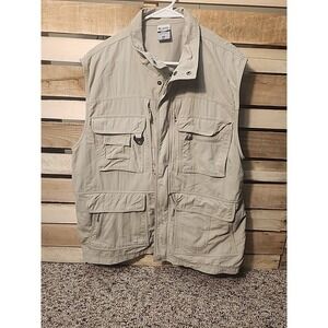 Columbia GRT Vest Omni Dry Nylon Utility Fishing Hunting-Pockets-Khaki-Men's XL